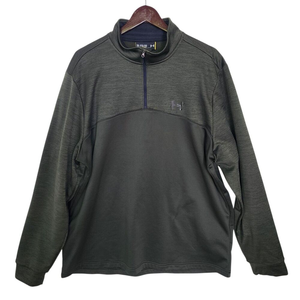 Under Armour ColdGear 1/4 Zip Pullover Men’s 2XL Heathered Green Fleece Jacket